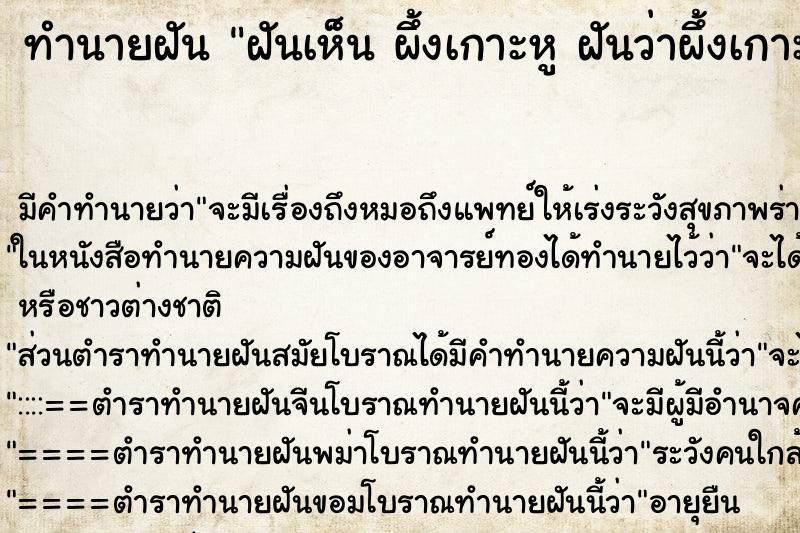 ทำนายฝันฝันเห็นผึ้งเกาะหูฝันว่าผึ้งเกาะหู ทำนายฝันทำนายฝันฝันเห็นผึ้งเกาะหูฝันว่าผึ้งเกาะหู